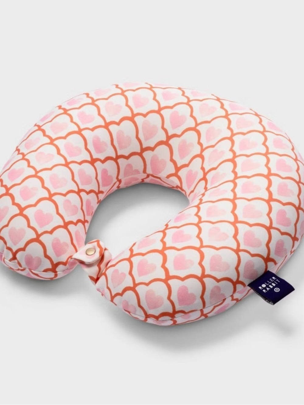 Roller Rabbit x Target Geo Hearts Pink and Coral Heart-Print Kids Neck Pillow